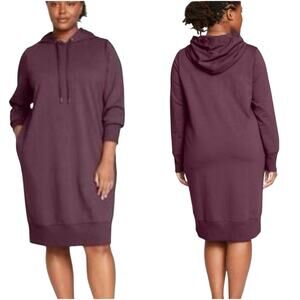 Universal Standard Bree Hooded Sweatshirt Dress Women's Sz M/2X Black Cherry EUC
